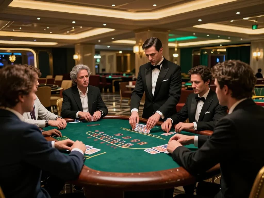 Players strategizing in blackjack at RR88's luxurious live casino, showcasing an engaging gambling environment.