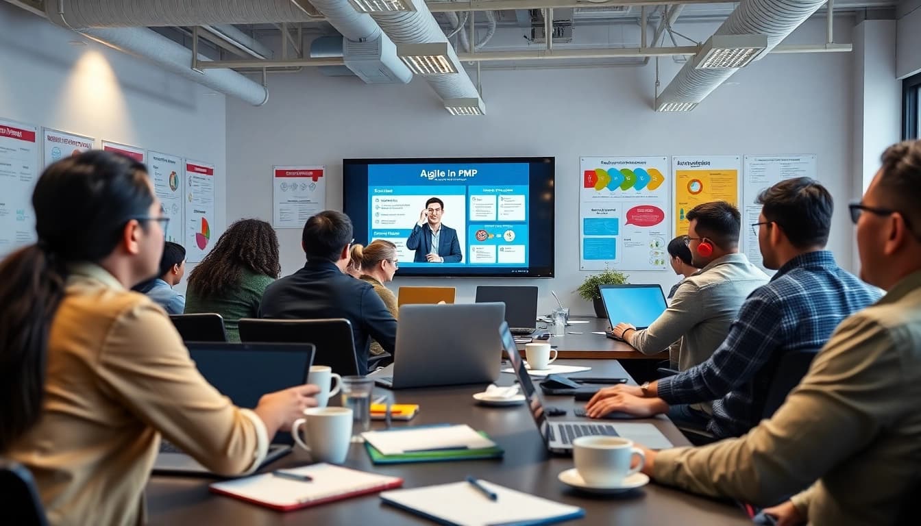 Engaged learners at https://www.careersprints.com participating in an online training session on effective project management.