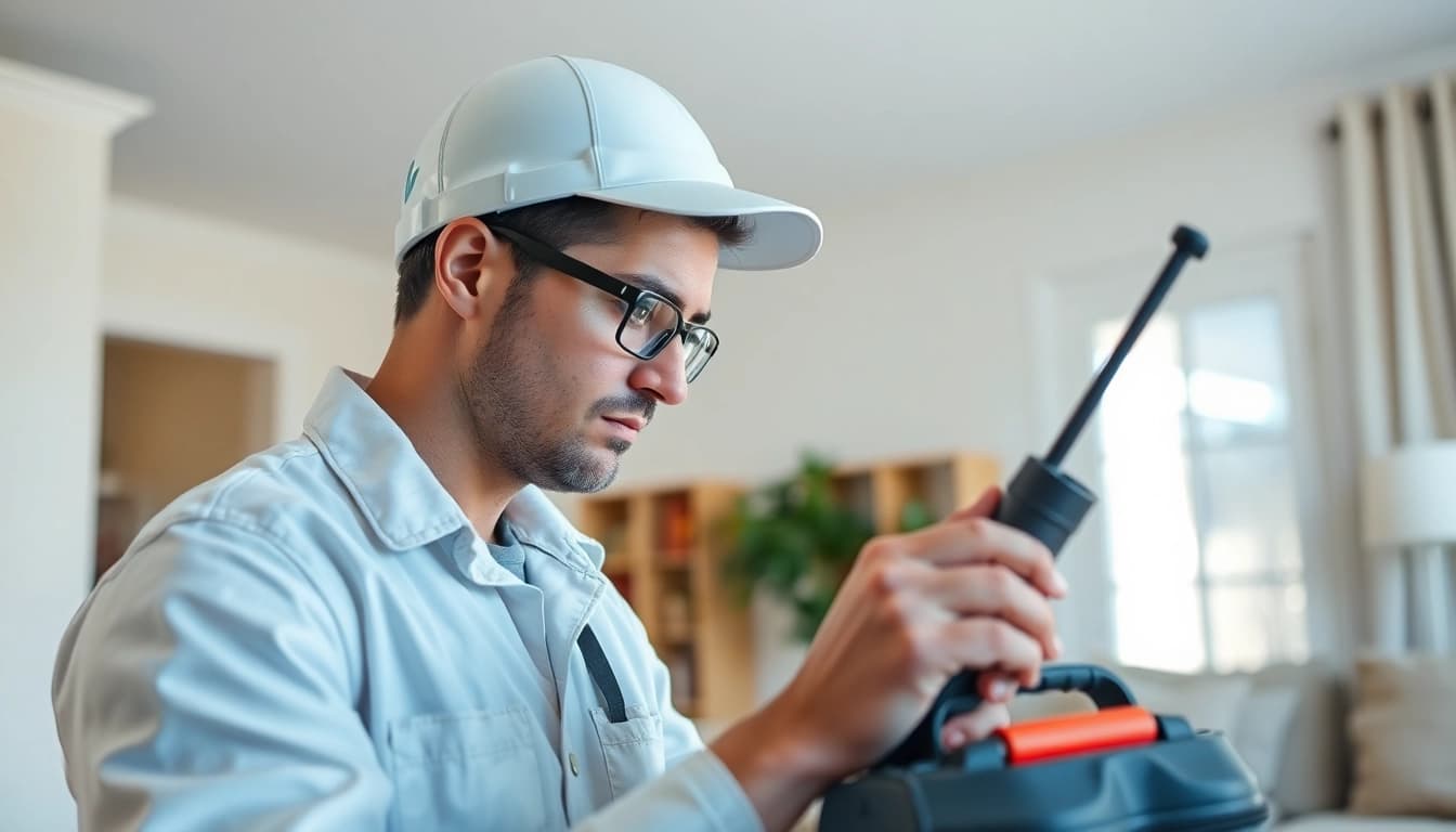 Inspecting for pests, a trusted pest control provider demonstrating expertise in pest management.