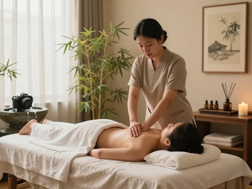 Experience relaxation at 삼산동마사지 with soothing Swedish massage in a tranquil spa setting.