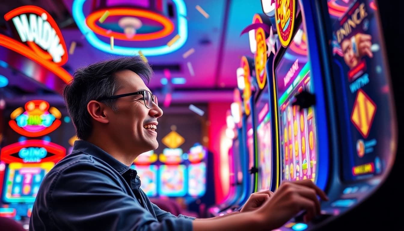 Mainkan ondel4d slot dengan suasana penuh semangat dan lampu berwarna-warni yang ceria.
