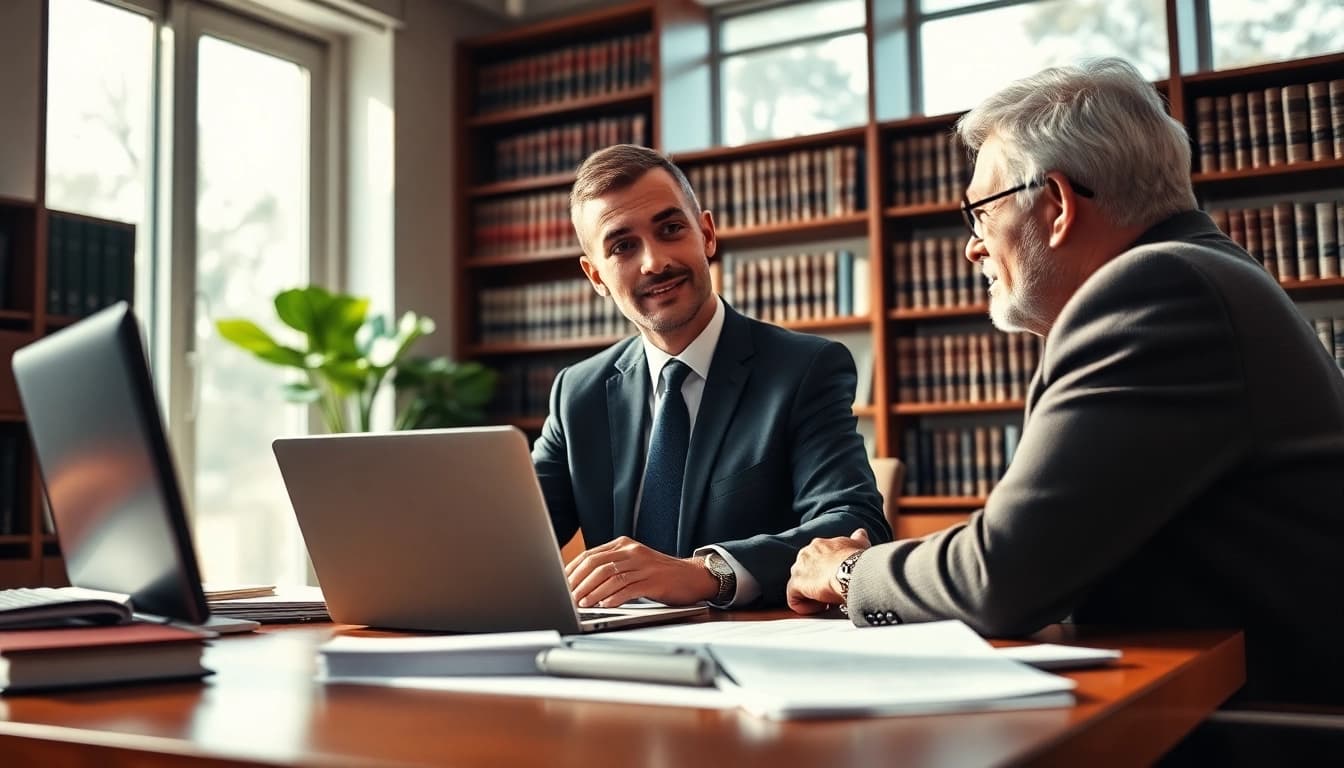 Engaging Plantation, Boca Raton & Aventura Probate Lawyer consulting with a client in a modern office.