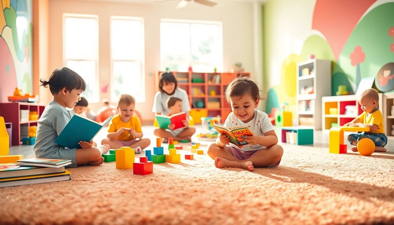 Engaging children at https://juniorsjunction.com participating in vibrant daycare activities.