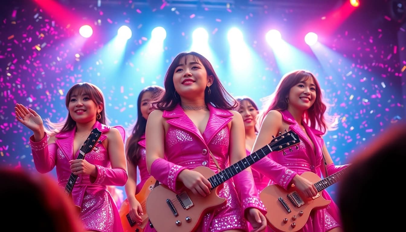 Blackpink news highlights a vibrant live concert performance with dynamic staging and lively expressions.