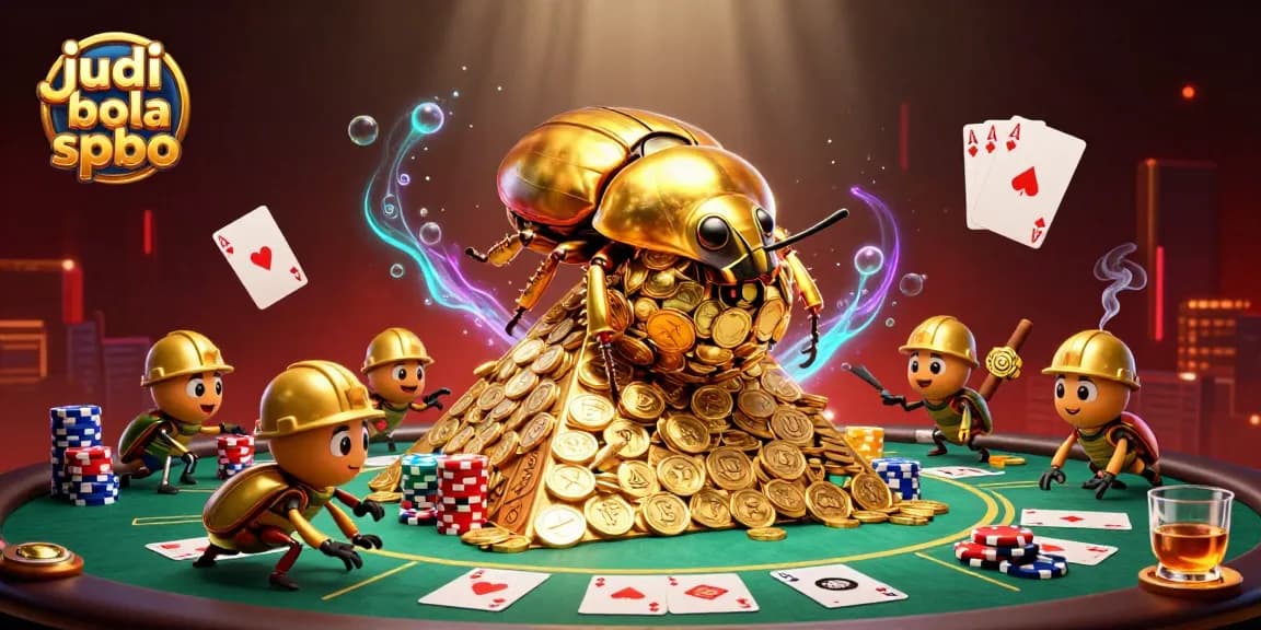 Engage in judi bola spbo with dynamic betting elements and vibrant casino themes in this detailed illustration.