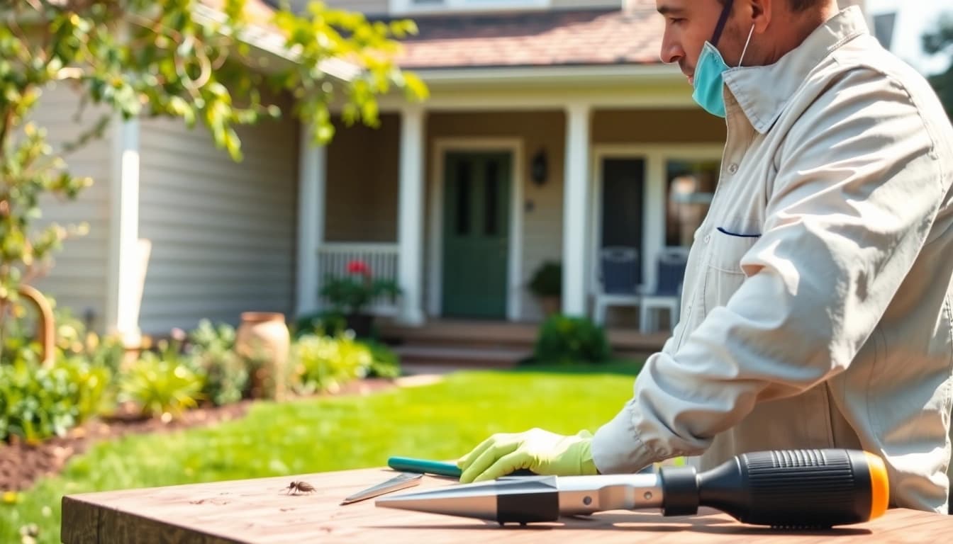 Trusted insect control service technician inspecting a home for effective pest management.