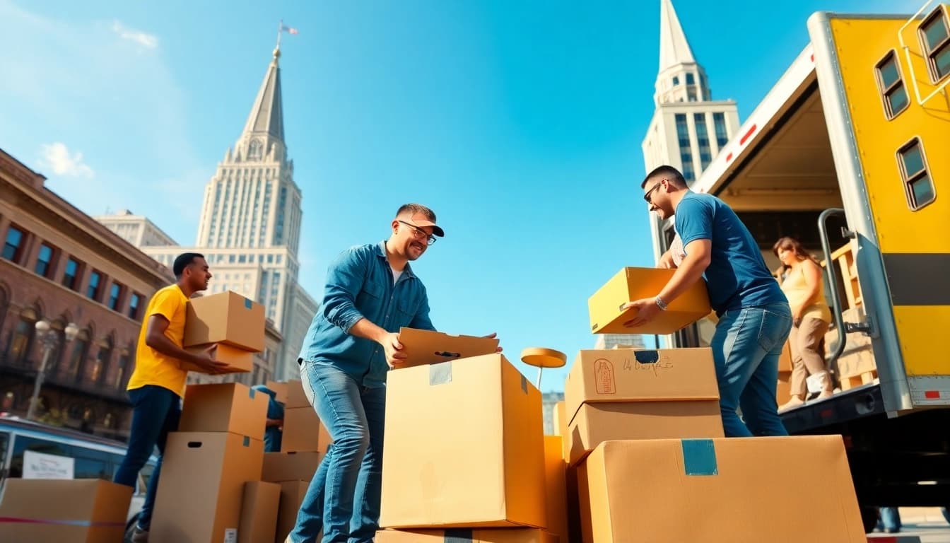 Boston local movers assisting a family with their move, embodying teamwork and professionalism.