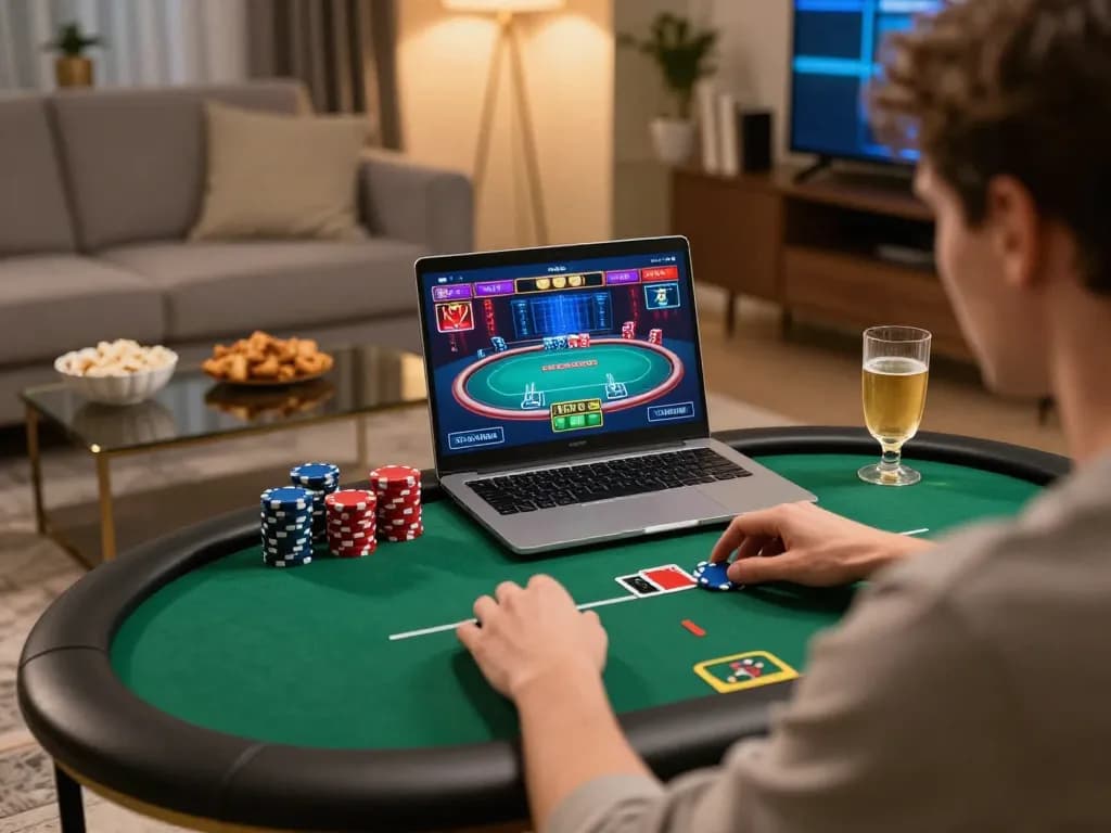 Gori77 online poker gameplay featuring a player engaged in strategic betting.