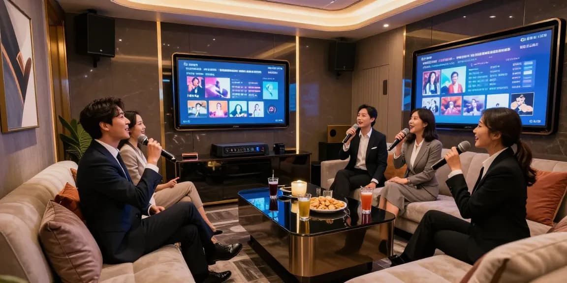 강남쩜오에서의 프라이빗 카라오케룸에서 즐거운 시간을 보내는 모습