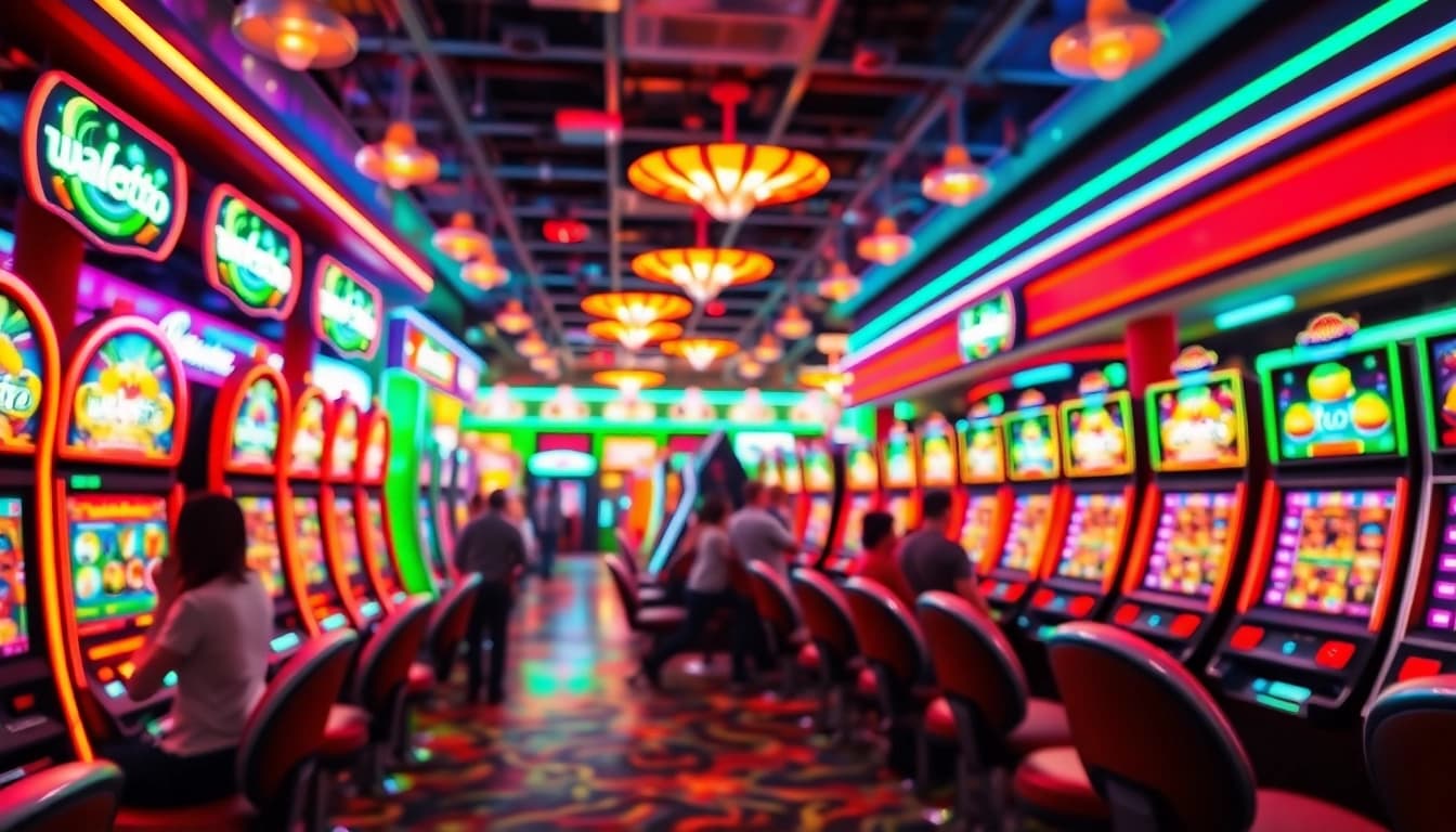 Menampilkan permainan slot walettoto yang menarik dan energik di ruang permainan.