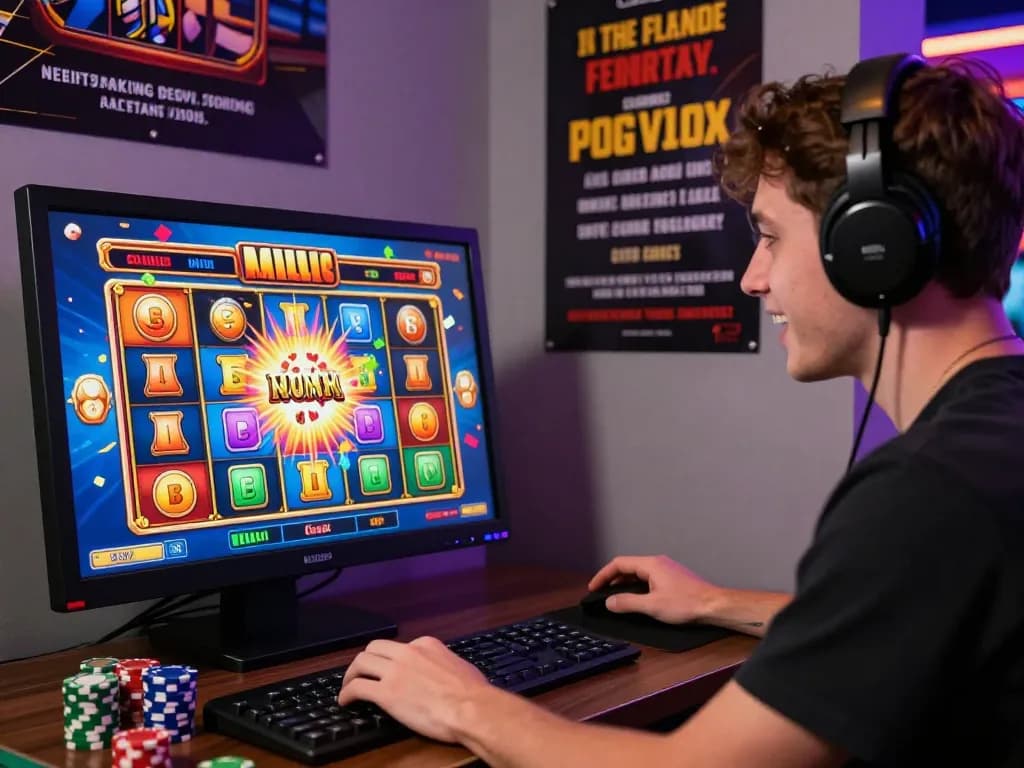 Situs slot gacor player enjoying an exciting online gaming session with vibrant graphics and engaging elements.