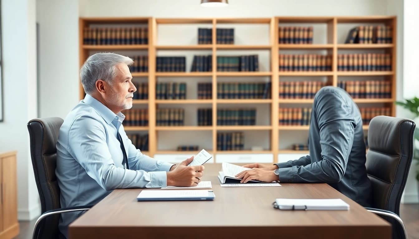 Menggambarkan pengacara dengan brio4d dalam diskusi hukum yang profesional.