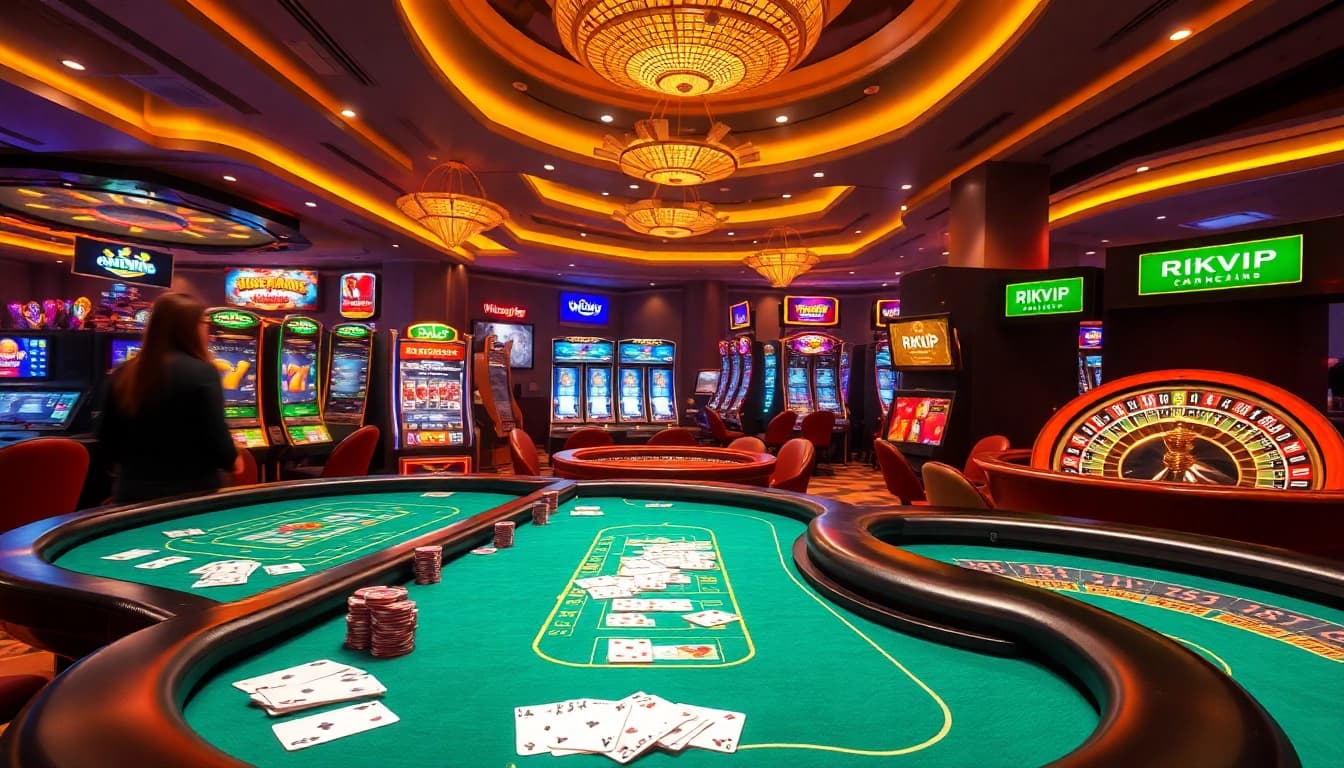 Exciting gambling action on the rikvip platform with vibrant casino graphics.