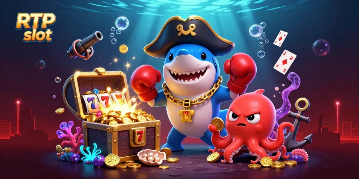 Experience the thrill of RTP slot with a lively underwater scene featuring dynamic characters and gaming elements.