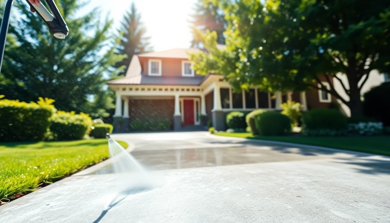 Pressure washing Seattle near me with a professional cleaning driveway in vibrant Seattle.