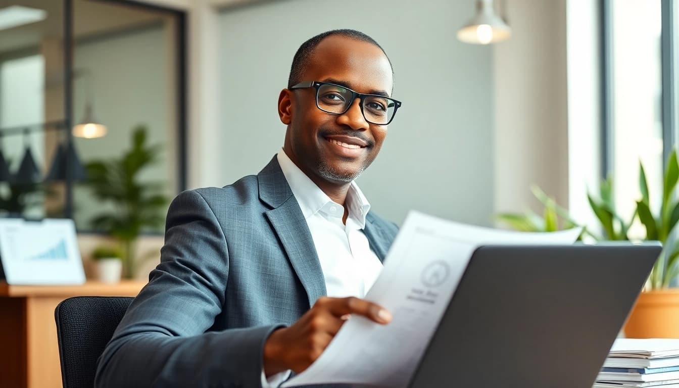 Tax Consultant in Kenya providing expert advice in a modern office setting.