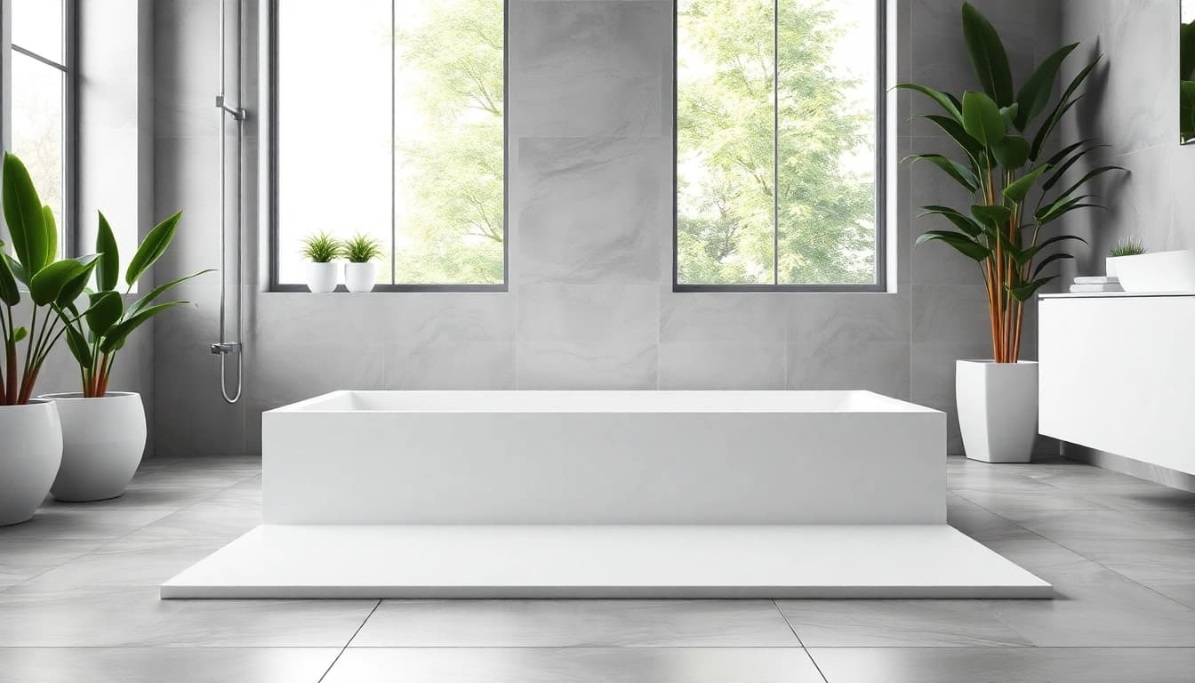Piatto doccia elegante installato in un bagno moderno con design minimalista.