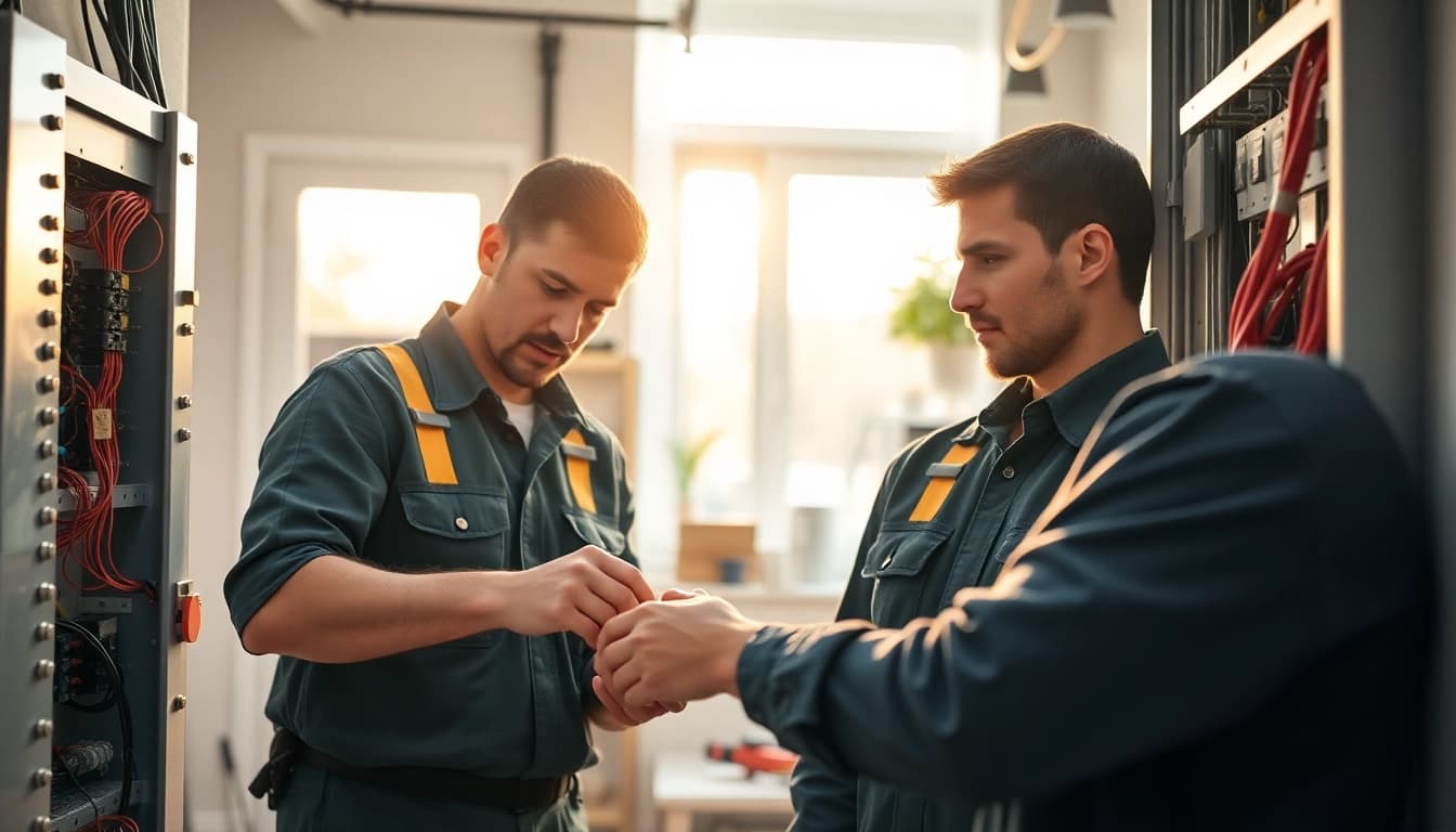 Edmonton electrical services offered by professional electricians in a contemporary home setting.