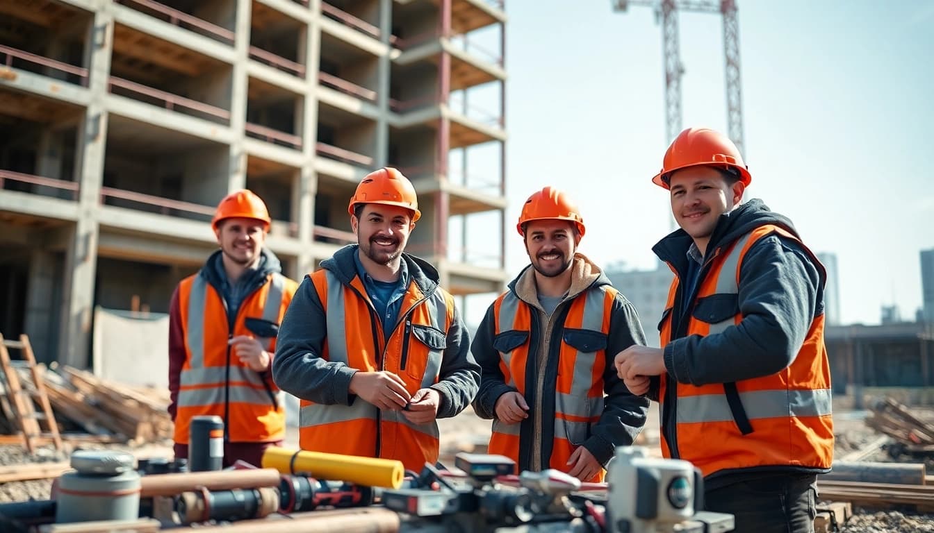 Engaging construction apprenticeship activities showcasing teamwork and hands-on skills on-site.