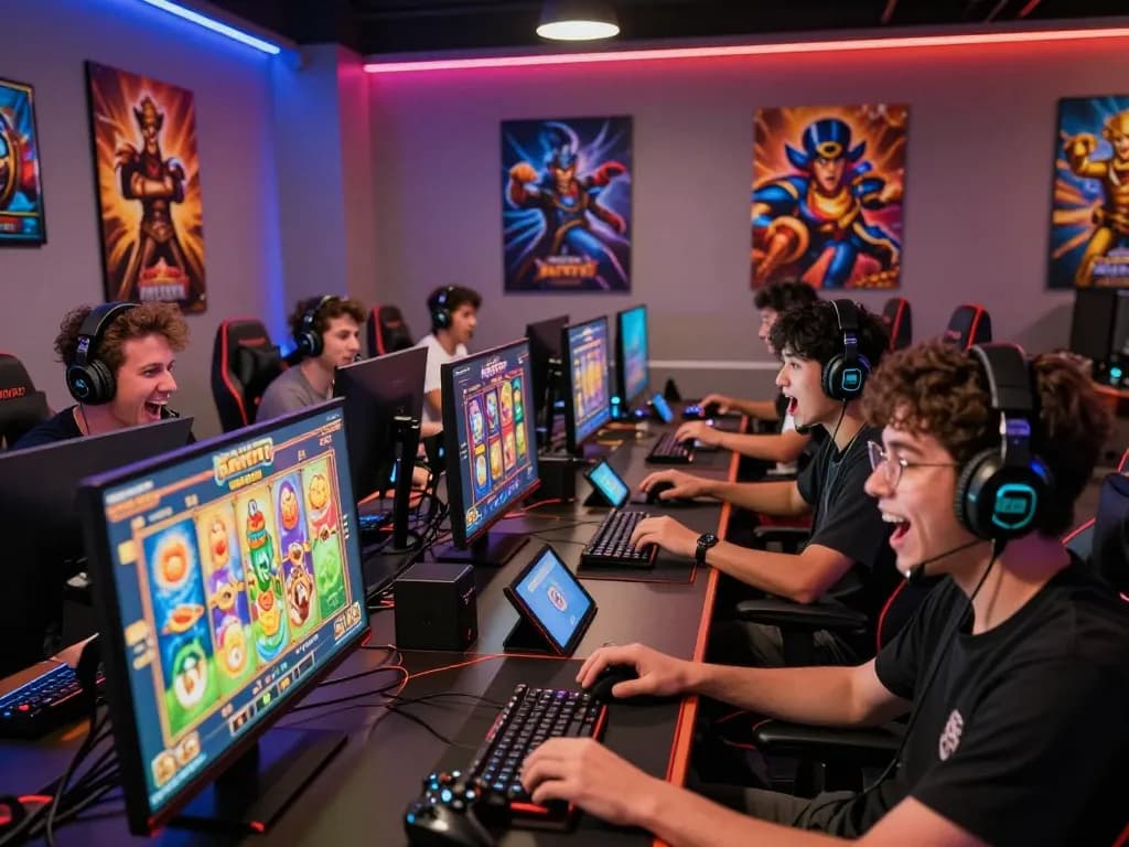 Exciting players on BAYITOTO engaged in slot and togel games, highlighting vibrant gaming atmosphere.