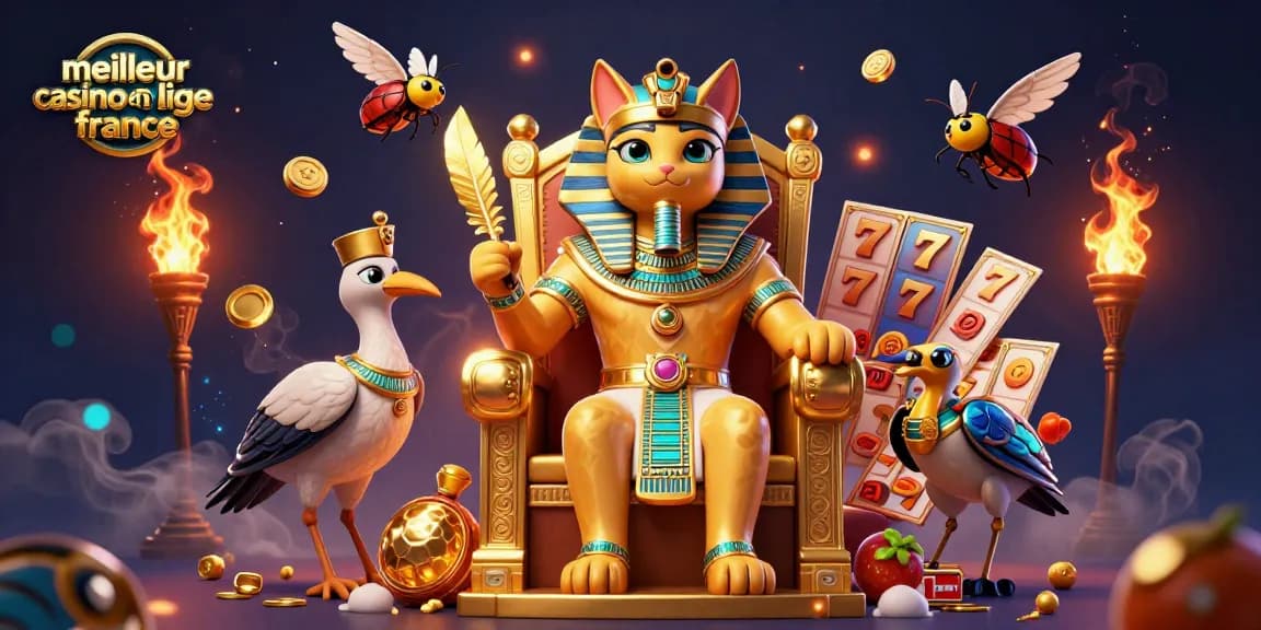 Découvrez le meilleur casino en ligne France avec une illustration dynamique riches en éléments de jeu.