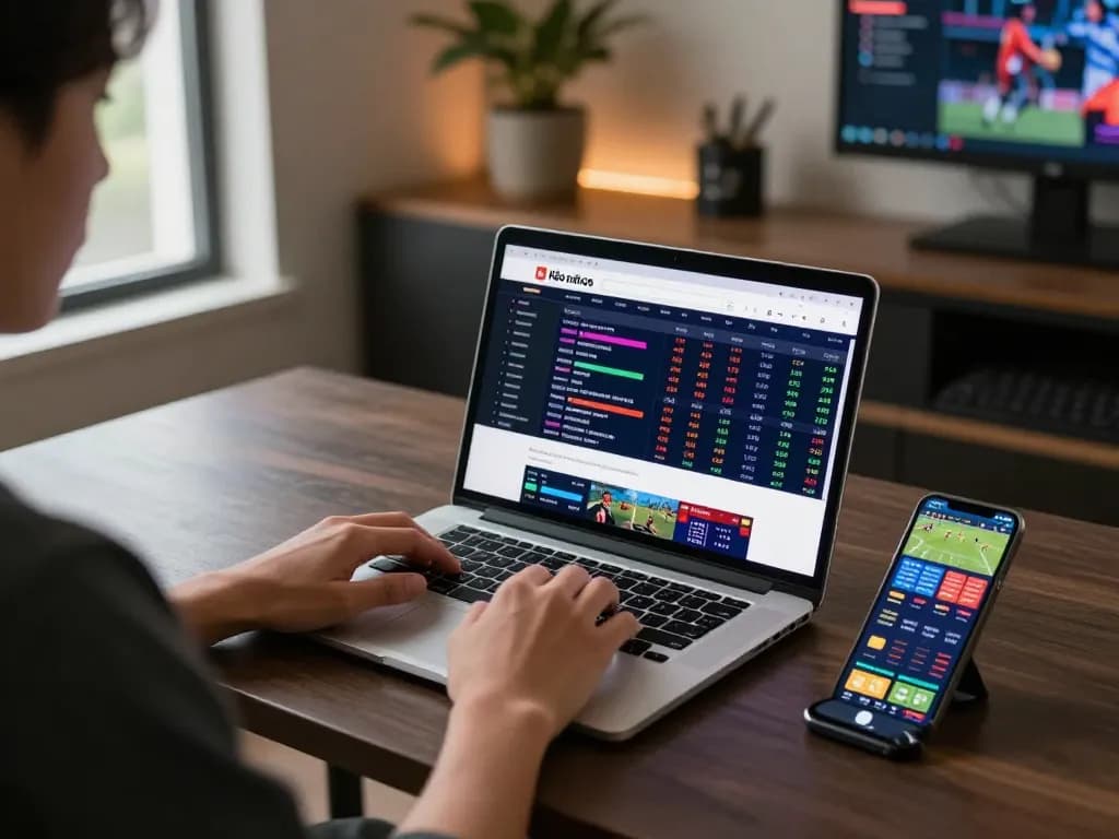 Kèo nhà cái betting experience with user engaging in live sports betting on a laptop
