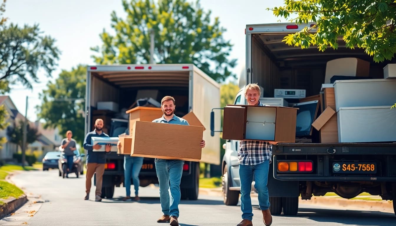 Affordable junk removal Nashville services with a friendly team efficiently handling waste in a suburban setting.