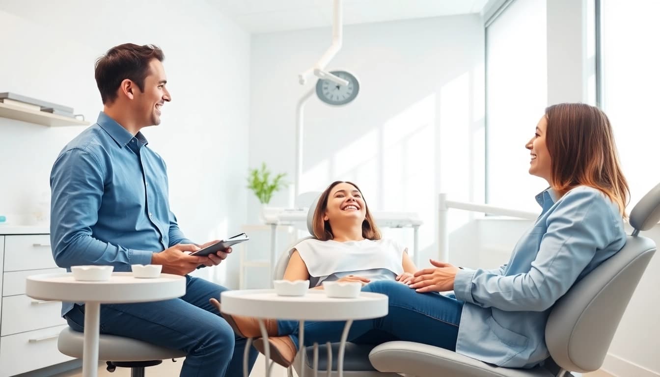 Engaging orthodontics edmonton consultation with an orthodontist and patient in a modern dental clinic.