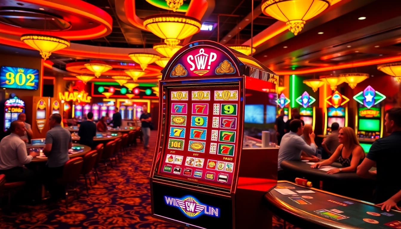 Slot machine memberikan kesempatan menang besar di Kasino yang ramai.
