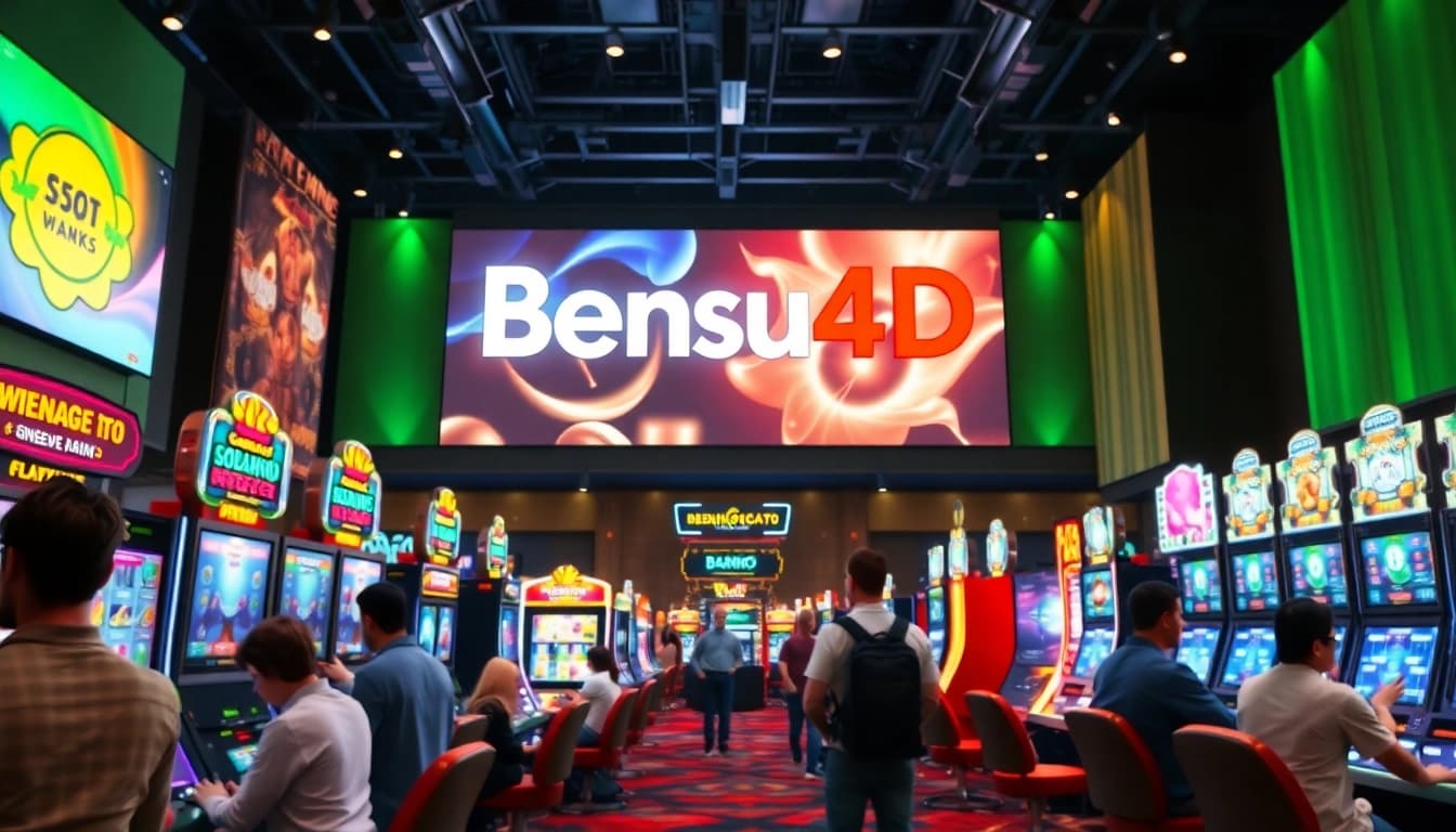 Pengunjung bermain dengan antusias di Bensu4d, menampilkan suasana kasino yang hidup.