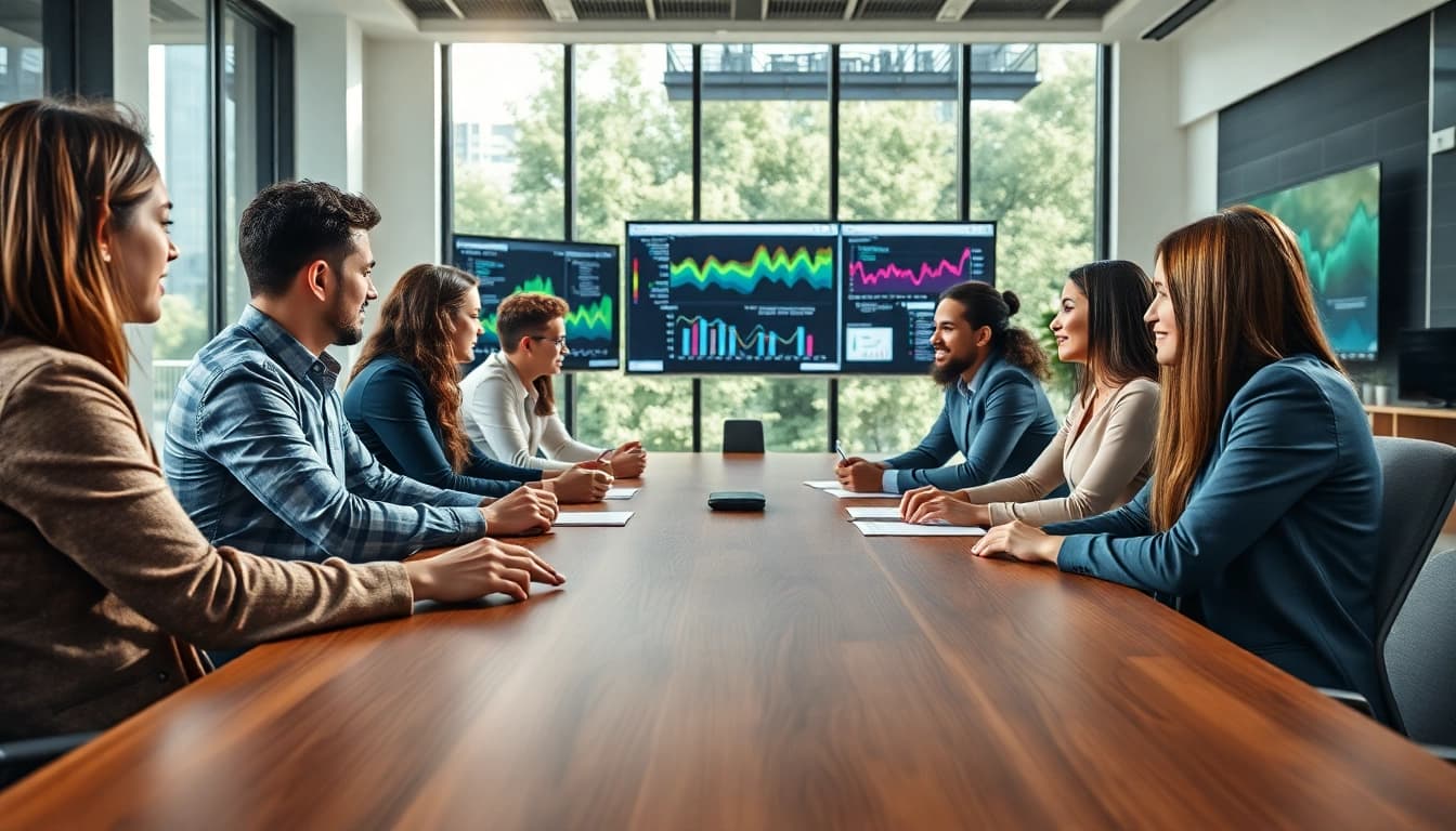 Collaboration at warematch.com depicted by a diverse team in a modern office setting.