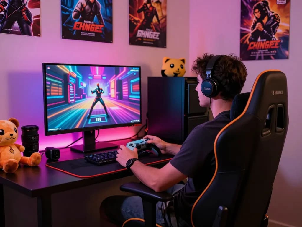Immersive gaming scene showcasing a player engaging in a sex simulator.
