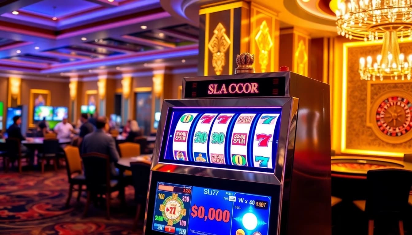 Players enjoying a thrilling game at the SLOT GACOR machine in a vibrant casino.