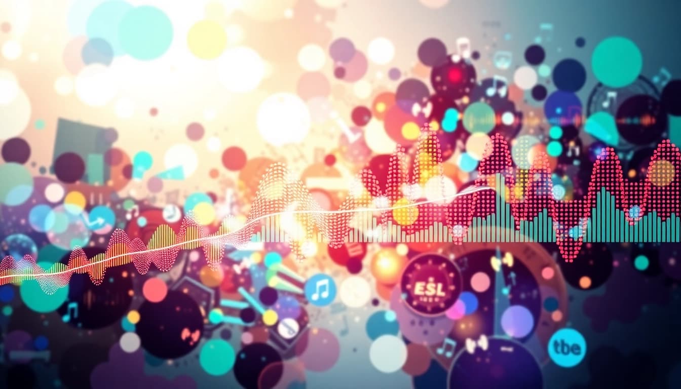 Discover MP3 downloads of your favorite tracks with a vibrant music-themed image showcasing soundwaves.