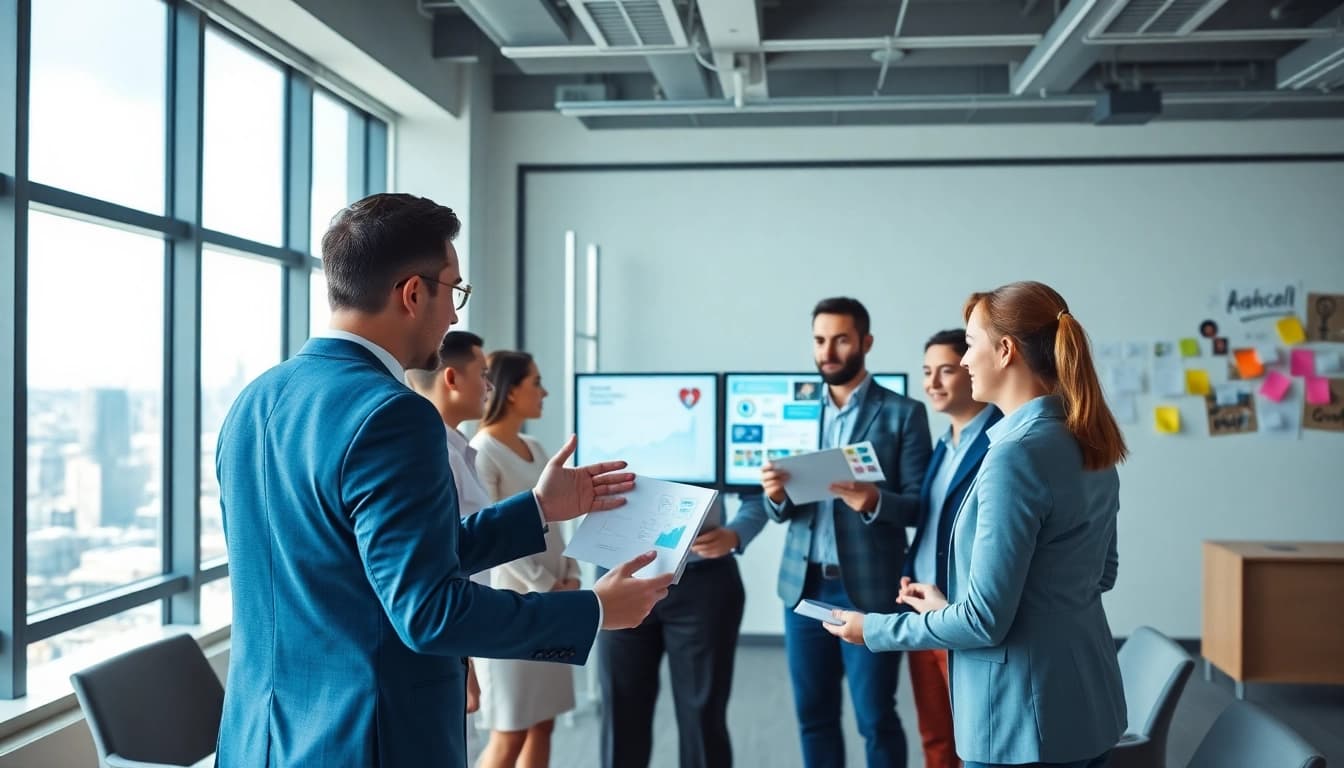 Engaging discussion led by an Auckland SEO specialist in a modern office environment.