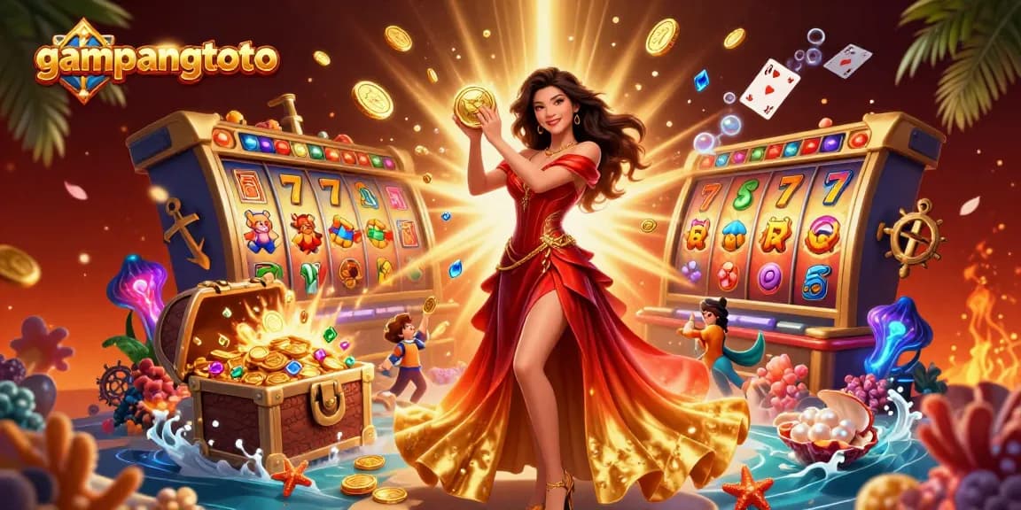 Engage in exciting gaming experiences with gampangtoto featuring a stunning casino scene of wealth and adventure.