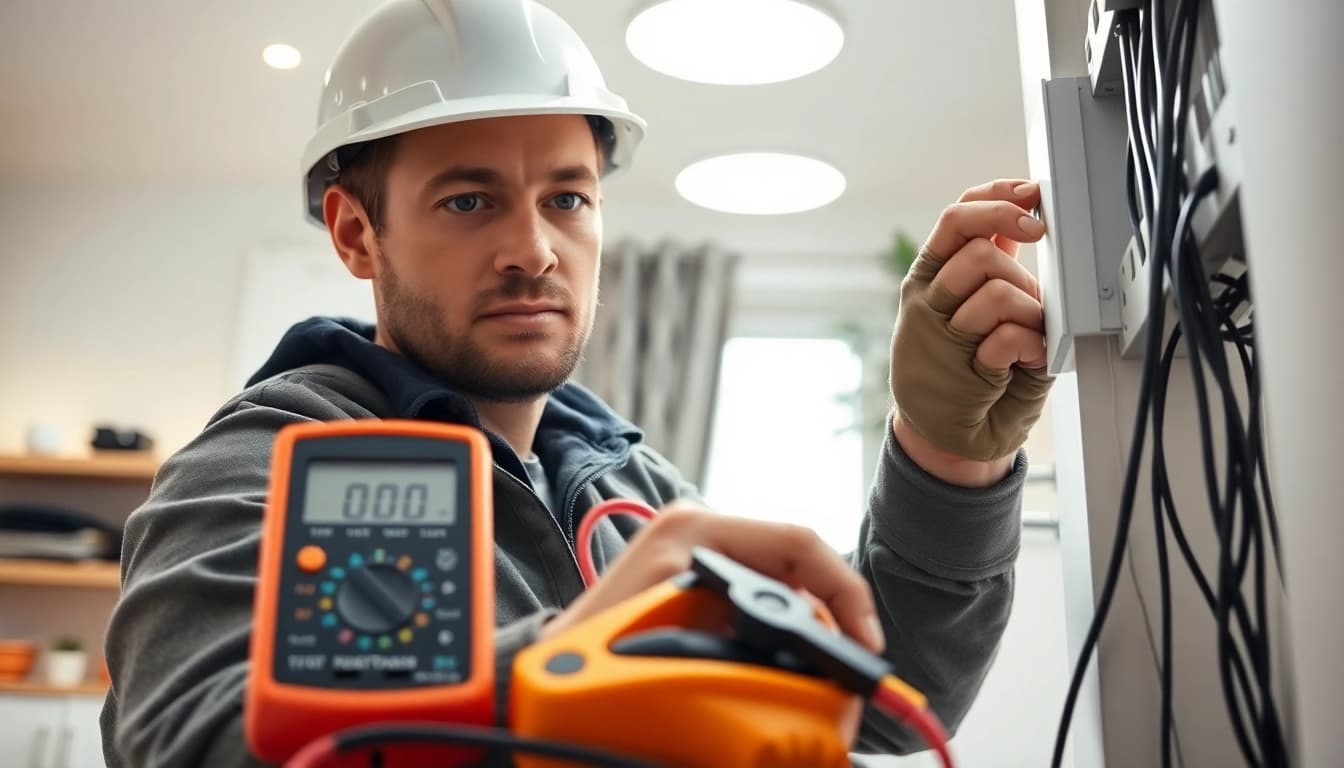 Electrician West Vancouver performing electrical work in a modern home.
