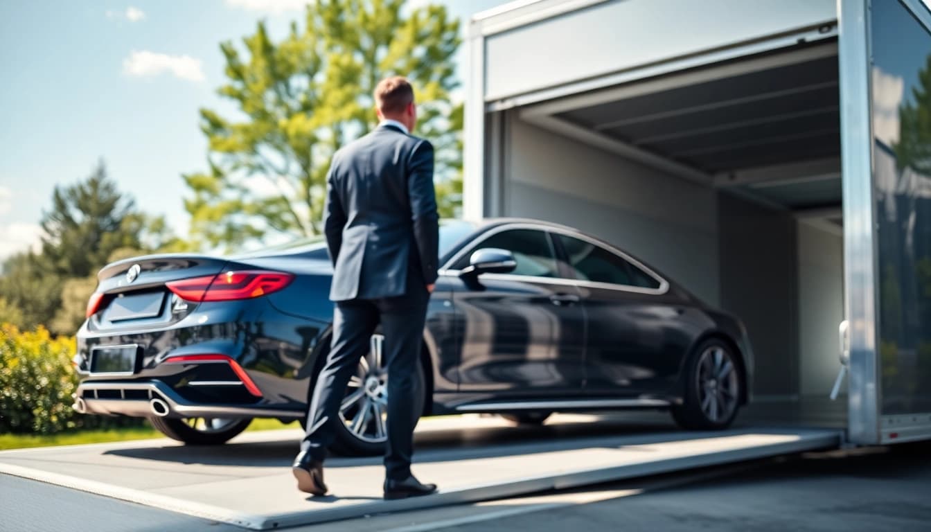 Load a luxury vehicle with care at https://luxuryautocarriers.com using our premium transport services.
