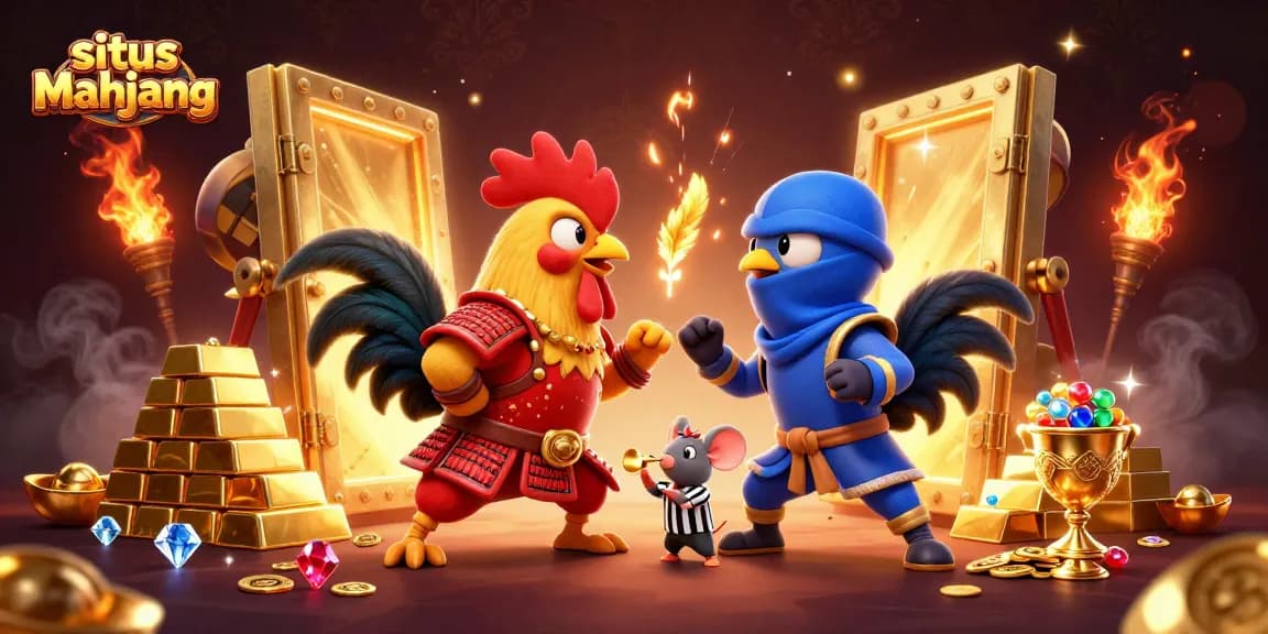 Engage with situs mahjong's dynamic gaming experience featuring thrilling rooster duel.