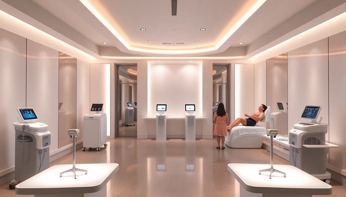 Beauty machine for body fat showcased in a modern salon with advanced equipment for effective treatments.