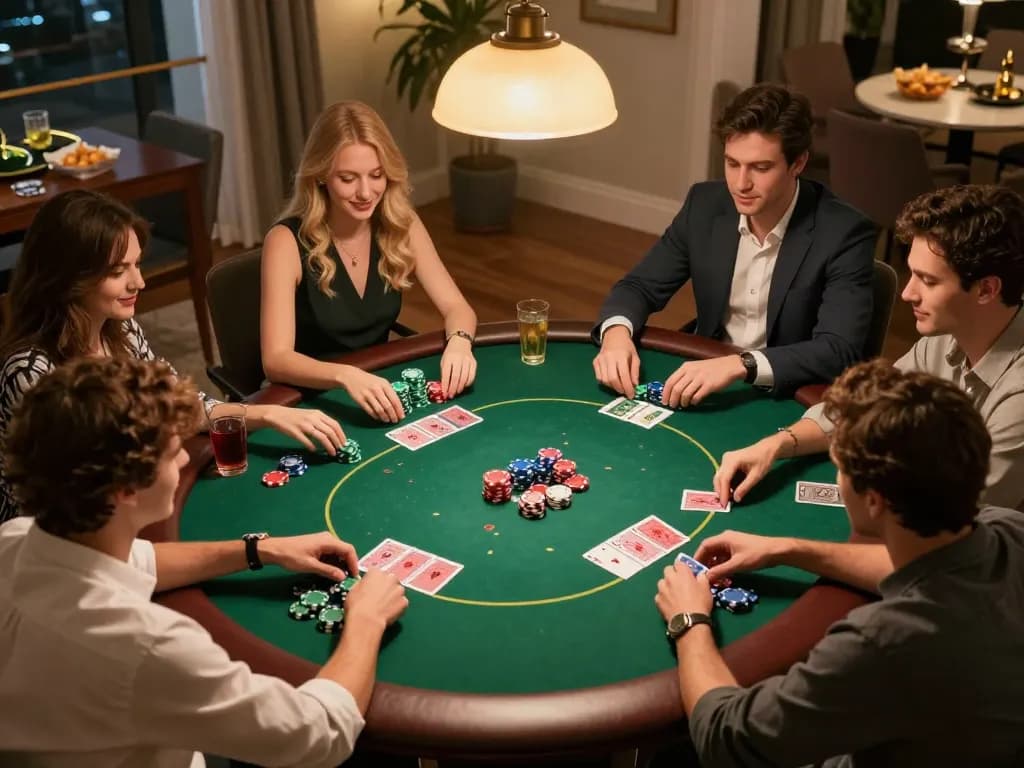 Menyenangkan permainan poker di rumah, pemain terlibat, dengan 88Pulsa menawarkan tips untuk sukses strategis.