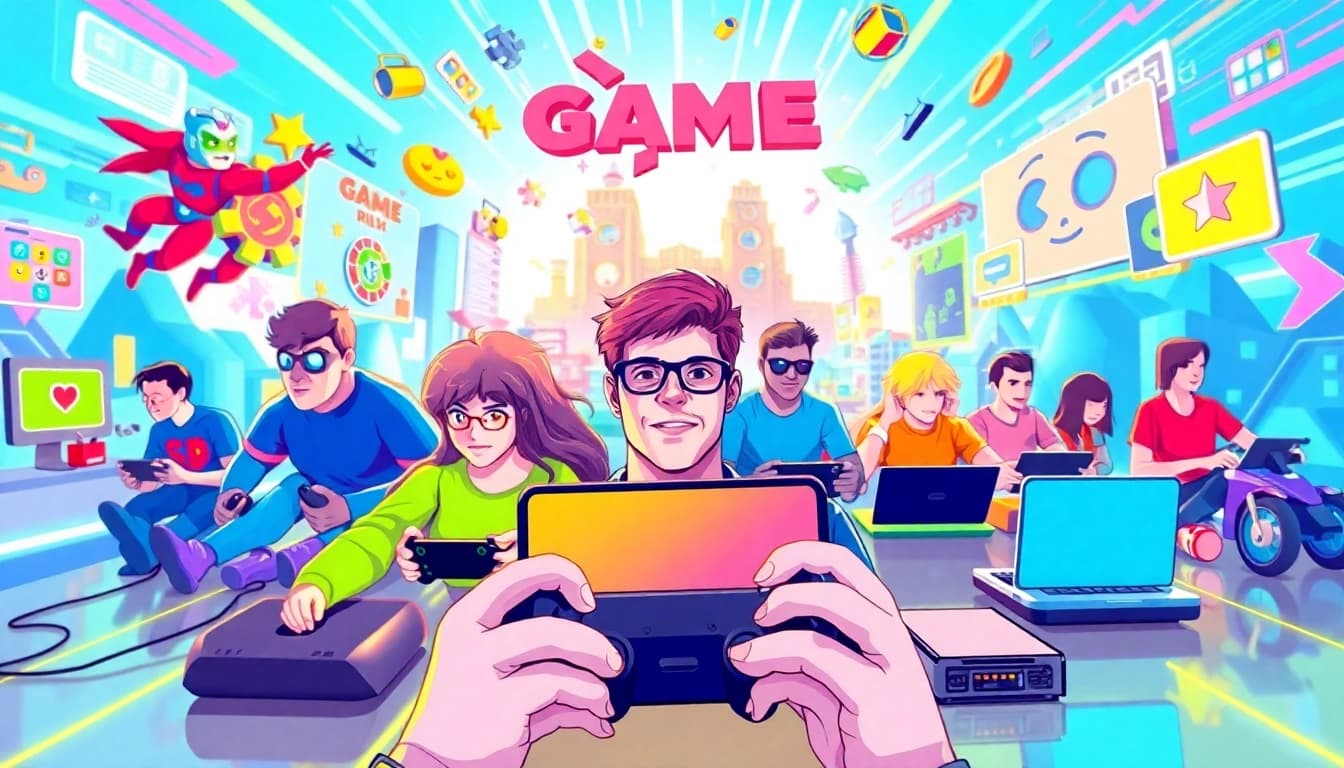Engaging scene showcasing gnhustgames vibrant gaming experience with various game characters.