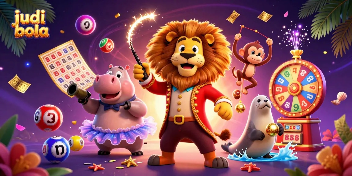 Join the judi bola carnival with a vibrant scene featuring colorful game elements, showcasing excitement and energy in betting.