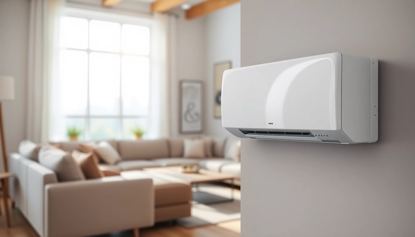 Showcasing a sleek mini split ac unit enhancing comfort in a modern living room.