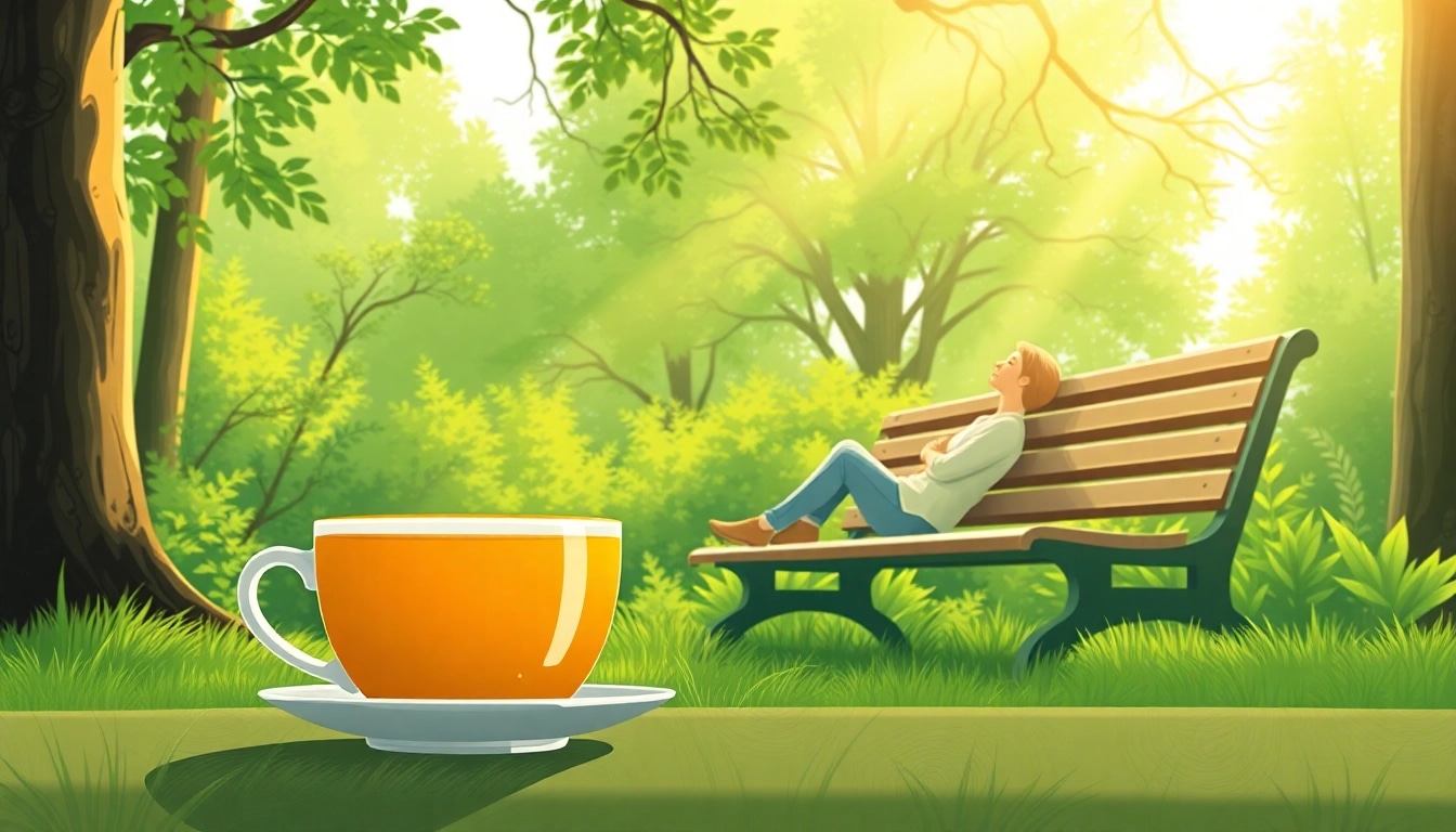 Person enjoying tranquility under trees, representing Life in a Break Down and self-care.