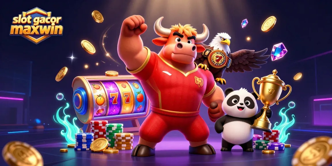 Experience slot gacor maxwin in an exciting 3D illustration featuring vibrant casino elements.