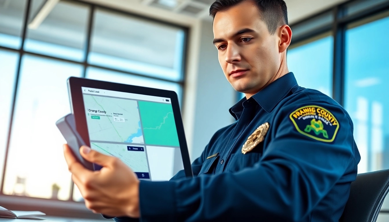 Access the Orange County Jail Inmate Locator through a digital device in a professional setting.