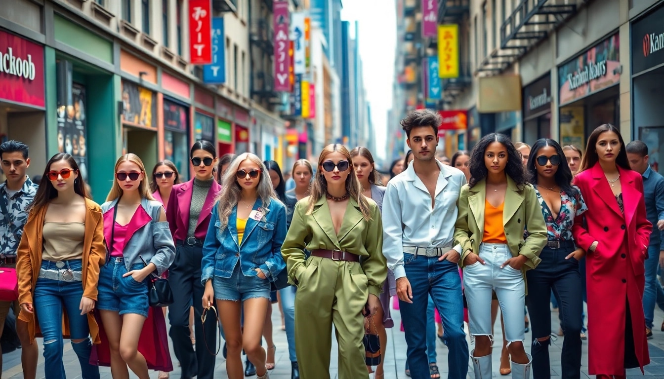 Fashion models showcase unique styles in an urban setting, highlighting diversity.