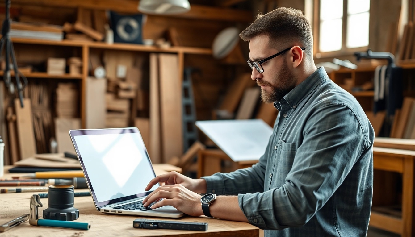 Steigerung der Sichtbarkeit durch seo für handwerker in einer modernen Werkstattumgebung.