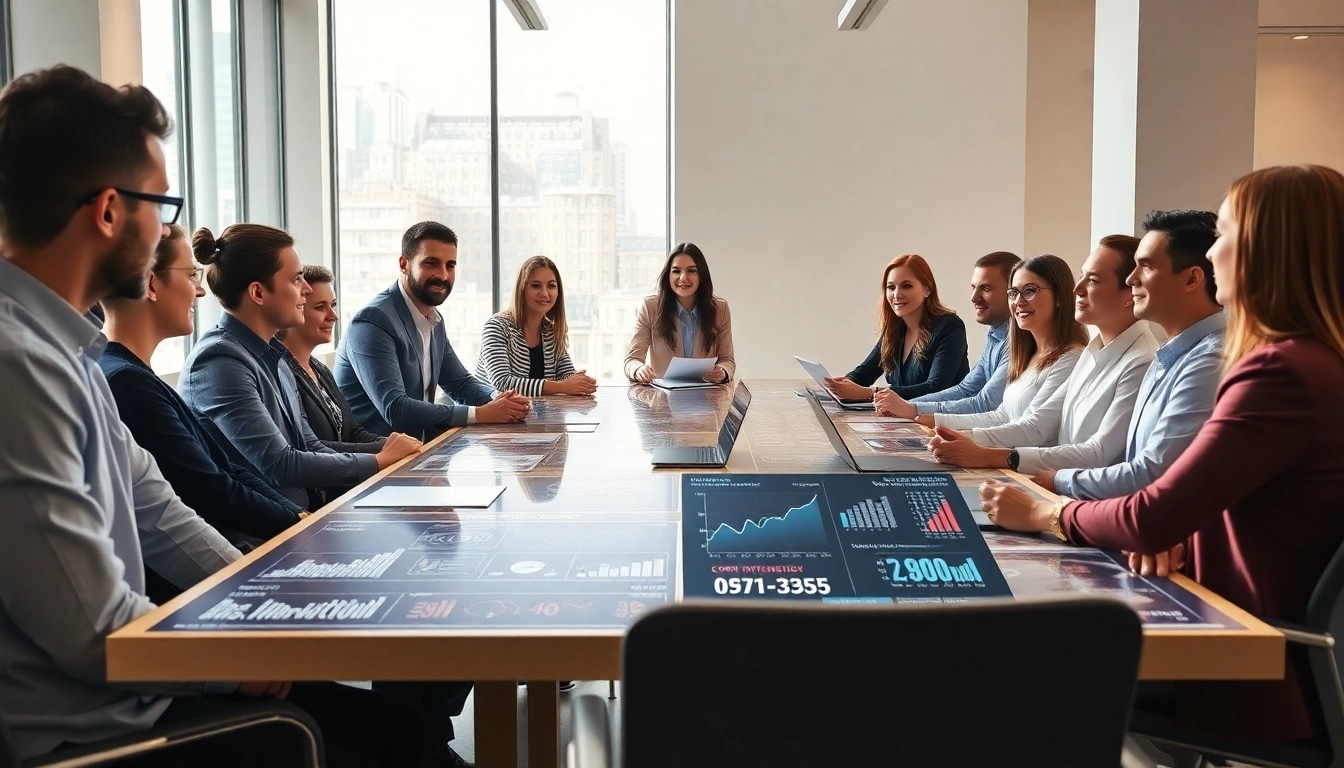 Team analyzing competitive intelligence for sales strategies in a modern office setting.